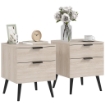 SET 2 COMODINI STILE NORDICO CON CASSETTO E BASE RIALZATA, IN LEGNO, 40X40X50 CM, COLOR QUERCIA