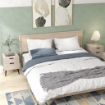 SET 2 COMODINI STILE NORDICO CON CASSETTO E BASE RIALZATA, IN LEGNO, 40X40X50 CM, COLOR QUERCIA