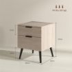 SET 2 COMODINI STILE NORDICO CON CASSETTO E BASE RIALZATA, IN LEGNO, 40X40X50 CM, COLOR QUERCIA