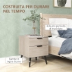 SET 2 COMODINI STILE NORDICO CON CASSETTO E BASE RIALZATA, IN LEGNO, 40X40X50 CM, COLOR QUERCIA