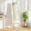 SPECCHIO A FIGURA INTERA CON 4 GAMBE E ANGOLAZIONE REGOLABILE, IN LEGNO E VETRO, 47X46X148 CM, BIANCO