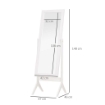 SPECCHIO A FIGURA INTERA CON 4 GAMBE E ANGOLAZIONE REGOLABILE, IN LEGNO E VETRO, 47X46X148 CM, BIANCO