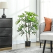 PALMA ARTIFICIALE DA 90 CM A 24 FOGLIE IN PLASTICA VERDE CON VASO DA Ï16.5X13.5 CM