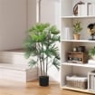 PALMA ARTIFICIALE DA 90 CM A 24 FOGLIE IN PLASTICA VERDE CON VASO DA Ï16.5X13.5 CM