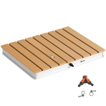 DOCCIA DA GIARDINO PORTATILE CON ALTEZZA FINO A 4 M E GETTI D'ACQUA REGOLABILI, 70X55 CM, LEGNO