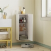 MOBILETTO BAGNO PENSILE CON 2 RIPIANI IN VETRO REGOLABILI E ANTA SENZA MANIGLIA, BIANCO LUCIDO