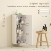 MOBILETTO BAGNO PENSILE CON 2 RIPIANI IN VETRO REGOLABILI E ANTA SENZA MANIGLIA, BIANCO LUCIDO