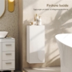 MOBILETTO BAGNO PENSILE CON 2 RIPIANI IN VETRO REGOLABILI E ANTA SENZA MANIGLIA, BIANCO LUCIDO
