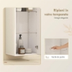MOBILETTO BAGNO PENSILE CON 2 RIPIANI IN VETRO REGOLABILI E ANTA SENZA MANIGLIA, BIANCO LUCIDO