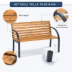 MA MAISON PANCHINA CLASSICA DA GIARDINO CON ASSI IN LEGNO E STRUTTURA IN FERRO122X58X78H CM 