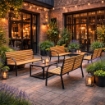 MA MAISON PANCHINA CLASSICA DA GIARDINO CON ASSI IN LEGNO E STRUTTURA IN FERRO122X58X78H CM 