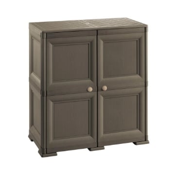 ARMADIO 2 ANTE WENGÉ 79X43X85,5 CM CON 4 SCOMPARTI – MOBILE CONTENITORE COMPATTO PER ORGANIZZAZIONE CASA E ZONA GIORNO