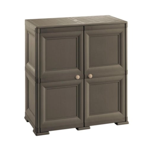 ARMADIO 2 ANTE WENGÉ 79X43X85,5 CM CON 4 SCOMPARTI – MOBILE CONTENITORE COMPATTO PER ORGANIZZAZIONE CASA E ZONA GIORNO