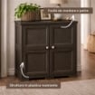 ARMADIO 2 ANTE WENGÉ 79X43X85,5 CM CON 4 SCOMPARTI – MOBILE CONTENITORE COMPATTO PER ORGANIZZAZIONE CASA E ZONA GIORNO