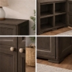 ARMADIO 2 ANTE WENGÉ 79X43X85,5 CM CON 4 SCOMPARTI – MOBILE CONTENITORE COMPATTO PER ORGANIZZAZIONE CASA E ZONA GIORNO