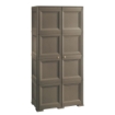 ARMADIO 2 ANTE WENGÉ 79X43X164 CM CON 4 SCOMPARTI E VANO PORTASCOPA – MOBILE ALTO ORGANIZZAZIONE CASA PER INGRESSO E LAVANDERIA