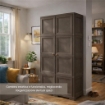 ARMADIO 2 ANTE WENGÉ 79X43X164 CM CON 4 SCOMPARTI E VANO PORTASCOPA – MOBILE ALTO ORGANIZZAZIONE CASA PER INGRESSO E LAVANDERIA