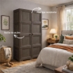 ARMADIO 2 ANTE WENGÉ 79X43X164 CM CON 4 SCOMPARTI E VANO PORTASCOPA – MOBILE ALTO ORGANIZZAZIONE CASA PER INGRESSO E LAVANDERIA