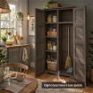 ARMADIO 2 ANTE WENGÉ 79X43X164 CM CON 4 SCOMPARTI E VANO PORTASCOPA – MOBILE ALTO ORGANIZZAZIONE CASA PER INGRESSO E LAVANDERIA