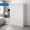 ARMADIO IN LEGNO CON 3 ANTE E CASSETTI, RIPIANI, APPENDIABITI, BIANCO 120 X 52 X 190 CM