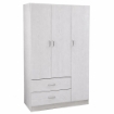 ARMADIO IN LEGNO CON 3 ANTE E CASSETTI, RIPIANI, APPENDIABITI, BIANCO 120 X 52 X 190 CM