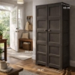 ARMADIO WENGÉ 2 ANTE 79X43X203 CM CON 6 SCOMPARTI E VANO PORTASCOPA – MOBILE ALTO ORGANIZZAZIONE CASA PER LAVANDERIA E INGRESSO