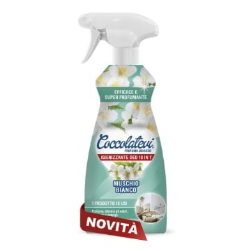 IGIENIZZANTE SPRAY MULTIUSO COCCOLATEVI DEO 10 IN 1 MUSCHIO BIANCO 500 ML – DEODORANTE AMBIENTI, TESSUTI E SUPERFICI CON AZIONE NEUTRALIZZA ODORI