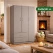 ARMADIO IN LEGNO CON 3 ANTE E 2 CASSETTI RIPIANI INTERNI, TORTORA 90 X 42 X 180 CM 