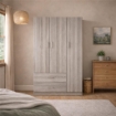 ARMADIO IN LEGNO CON 3 ANTE E 2 CASSETTI RIPIANI INTERNI, OLMO 90 X 42 X 180 CM 