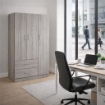ARMADIO IN LEGNO CON 3 ANTE E 2 CASSETTI RIPIANI INTERNI, OLMO 90 X 42 X 180 CM 