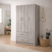 ARMADIO IN LEGNO CON 3 ANTE E 2 CASSETTI RIPIANI INTERNI, OLMO 90 X 42 X 180 CM 