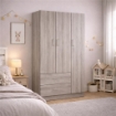 ARMADIO IN LEGNO CON 3 ANTE E 2 CASSETTI RIPIANI INTERNI, OLMO 90 X 42 X 180 CM 