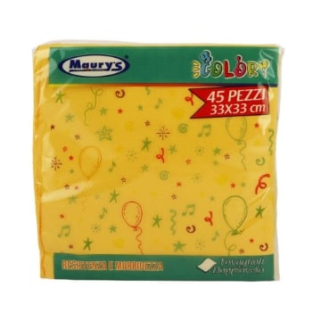 MAURY'S TOVAGLIOLI CON DOPPIOVELO 33X33 CM COLORE GIALLO 45PZ