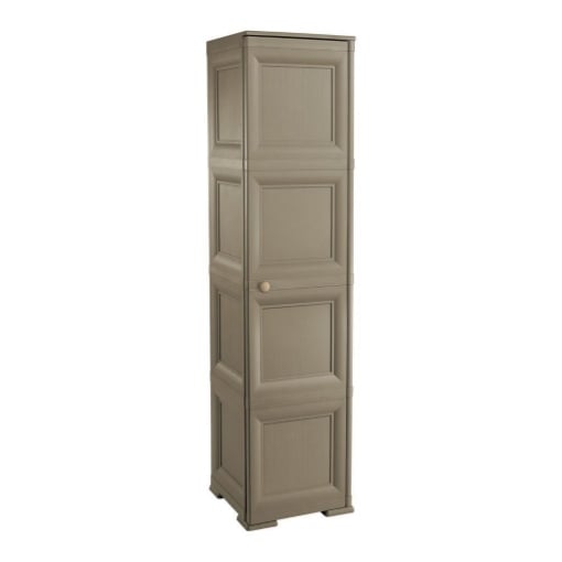 ARMADIO A COLONNA WENGÉ SCURO 40X43X164 CM CON 4 RIPIANI E 1 ANTA LISCIA – MOBILE VERTICALE ORGANIZZAZIONE CASA SALVASPAZIO