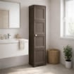 ARMADIO A COLONNA WENGÉ SCURO 40X43X164 CM CON 4 RIPIANI E 1 ANTA LISCIA – MOBILE VERTICALE ORGANIZZAZIONE CASA SALVASPAZIO