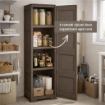 ARMADIO A COLONNA WENGÉ SCURO 40X43X164 CM CON 4 RIPIANI E 1 ANTA LISCIA – MOBILE VERTICALE ORGANIZZAZIONE CASA SALVASPAZIO