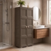 ARMADIO WENGÉ 2 ANTE 79X43X164 CM CON 8 SCOMPARTI – MOBILE ALTO CONTENITORE SALVASPAZIO PER ORGANIZZAZIONE CASA