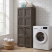 ARMADIO WENGÉ 2 ANTE 79X43X164 CM CON 8 SCOMPARTI – MOBILE ALTO CONTENITORE SALVASPAZIO PER ORGANIZZAZIONE CASA