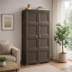 ARMADIO WENGÉ 2 ANTE 79X43X164 CM CON 8 SCOMPARTI – MOBILE ALTO CONTENITORE SALVASPAZIO PER ORGANIZZAZIONE CASA