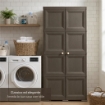 ARMADIO WENGÉ 2 ANTE 79X43X164 CM CON 8 SCOMPARTI – MOBILE ALTO CONTENITORE SALVASPAZIO PER ORGANIZZAZIONE CASA