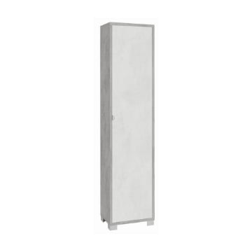 ARMADIO A COLONNA IN LEGNO CON 1 ANTA COMPOSTA DA 4 RIPIANI DIMENSIONI 190X43X29 CM, COLORE CEMENTO E BIANCO