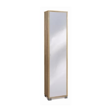 ARMADIO A COLONNA IN LEGNO EFFETTO VENATO CON 1 ANTA A SPECCHIO COMPOSTA DA 4 RIPIANI DIMENSIONI 190X43X29 CM, COLORE NOCE