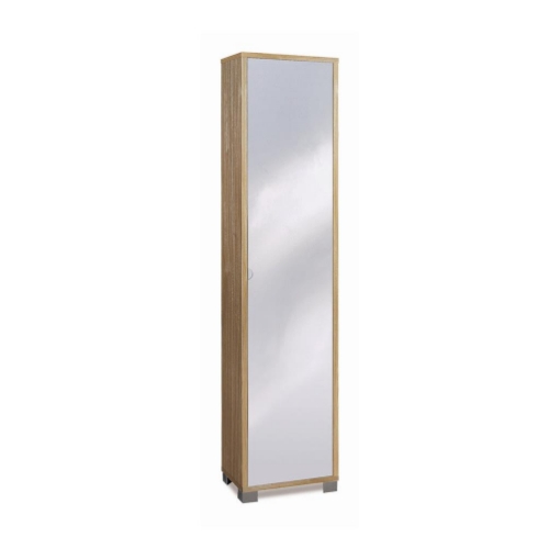 ARMADIO A COLONNA IN LEGNO EFFETTO VENATO CON 1 ANTA A SPECCHIO COMPOSTA DA 4 RIPIANI DIMENSIONI 190X43X29 CM, COLORE NOCE