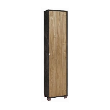 ARMADIO A COLONNA IN LEGNO CON 1 ANTA COMPOSTA DA 4 RIPIANI DIMENSIONI 190X43X29 CM, COLORE NERO E NOCE