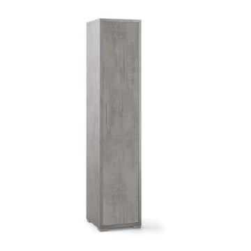 ARMADIO A COLONNA IN LEGNO CON 1 ANTA COMPOSTO DA 2 RIPIANI REGOLABILI E 2 FISSI 182X39X41 CM, COLORE CEMENTO