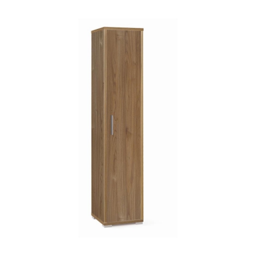 ARMADIO A COLONNA IN LEGNO CON 1 ANTA COMPOSTO DA 2 RIPIANI REGOLABILI E 2 FISSI 182X39X41 CM, COLORE NOCE