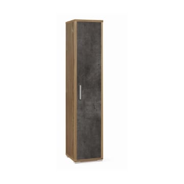 ARMADIO A COLONNA IN LEGNO CON 1 ANTA COMPOSTA DA 4 RIPIANI DIMENSIONI 182X39X41 CM, COLORE NOCE E NERO