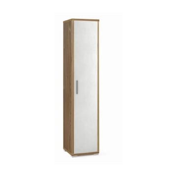 ARMADIO A COLONNA IN LEGNO CON 1 ANTA COMPOSTA DA 4 RIPIANI DIMENSIONI 182X39X41 CM, COLORE NOCE E BIANCO