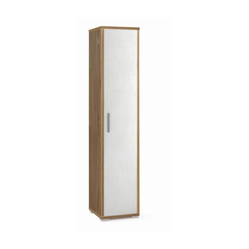 ARMADIO A COLONNA IN LEGNO CON 1 ANTA COMPOSTA DA 4 RIPIANI DIMENSIONI 182X39X41 CM, COLORE NOCE E BIANCO