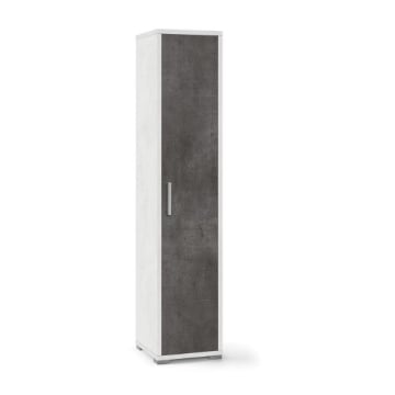 ARMADIO A COLONNA IN LEGNO CON 1 ANTA COMPOSTA DA 4 RIPIANI DIMENSIONI 182X39X41 CM, COLORE BIANCO E NERO